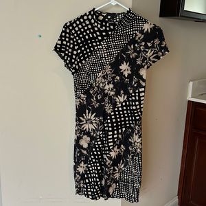 Black patterned mock-neck dress